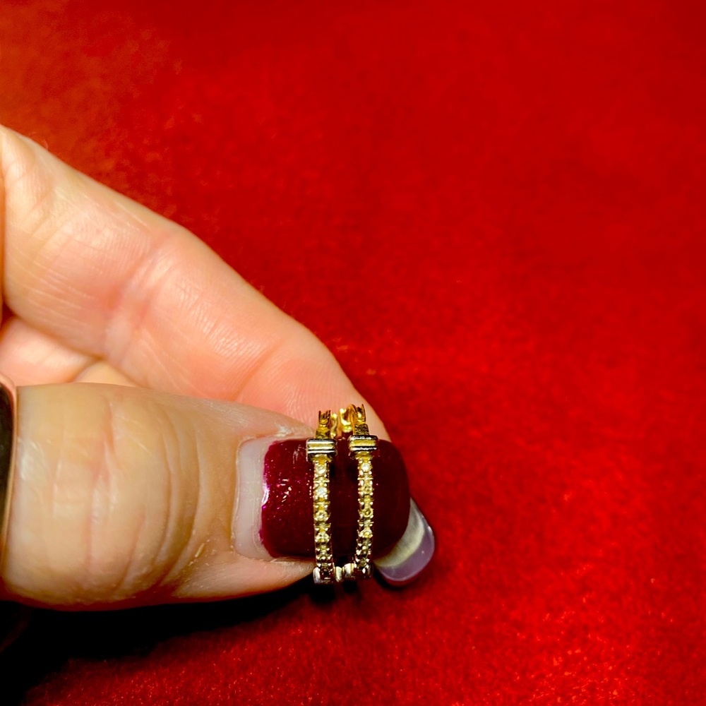 10k gold Diamond earring hoops